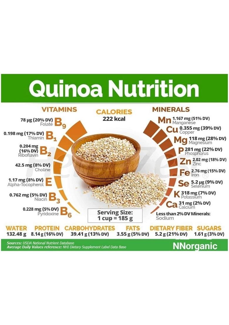 Nnorganic Quinoa Seeds 500G | Raw Healthy Super Food Glutenfree Saponin Free High Protein & Fiber Diet 100% Wholegrain Cereal Quinoa, Natural Whole Grain 500Gm