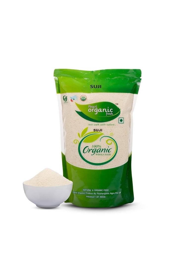 Pearl Organic Fresh Pure & Sure Rava/Suji/Sooji (1 Kg) | 100% Certified Sooji Hygienically Processed, Natural No Additives, Preservatives, Healthy Suji For Cooking