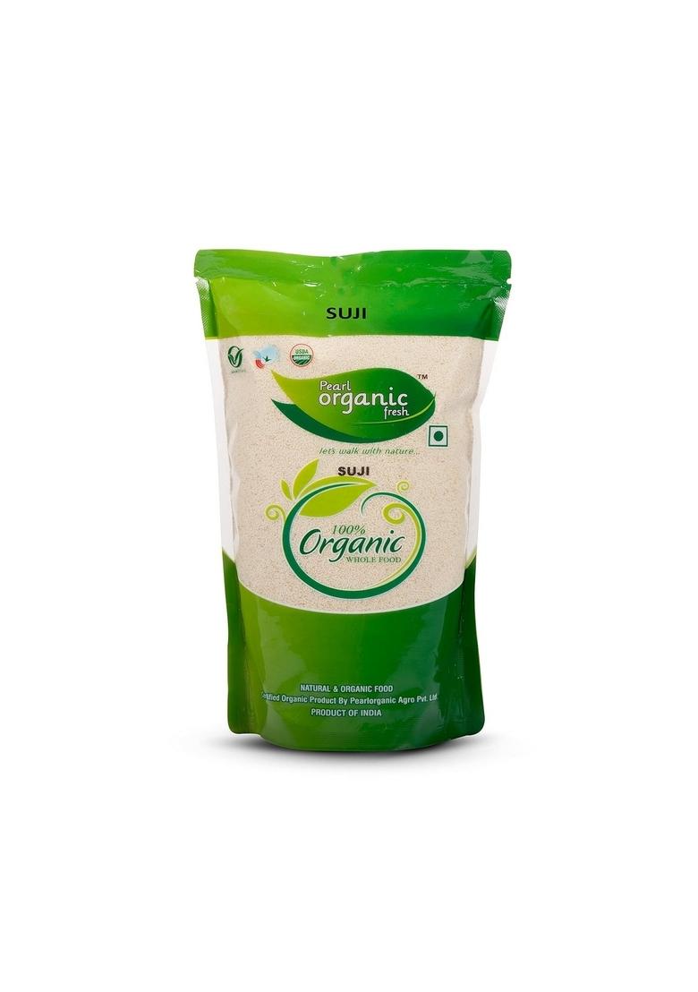 Pearl Organic Fresh Pure & Sure Rava/Suji/Sooji (1 Kg) | 100% Certified Sooji Hygienically Processed, Natural No Additives, Preservatives, Healthy Suji For Cooking