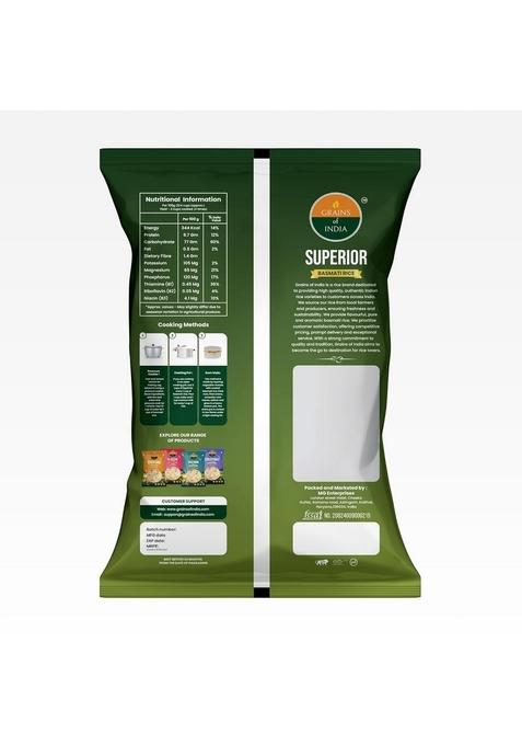 Grains Of India Superior Basmati Rice| 1Kg| Long Grain| Natural Aroma| Unpolished