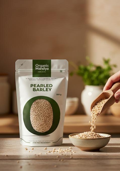 Organic Mandya Pearled Barley || 500 Gm Certified Whole Grain With Essential Vitamins & Minerals Low Gi Npop | Godhumalu |Parle Guru Barli