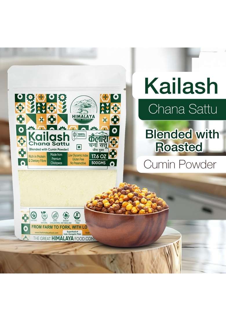 Himalaya Great Chana Sattu (500Gm) | Blended With Roasted Cumin Powder |100% Natural And Authentic Whole Bengal Gram Flour Rich In Protein & Fiber - Indya