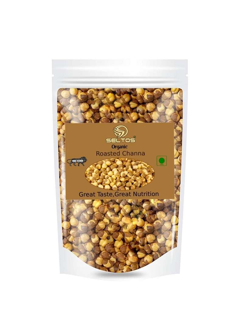 Seltos Organic Roasted Bhuna Chana 400G | Unsalted Chickpeas High Protein Snack For Weight Loss Healthy Crunchy No Skin Rich In Fiber & Minerals Hua - Indya