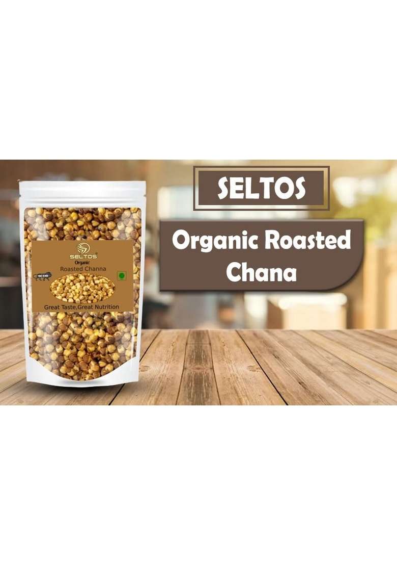 Seltos Organic Roasted Bhuna Chana 400G | Unsalted Chickpeas High Protein Snack For Weight Loss Healthy Crunchy No Skin Rich In Fiber & Minerals Hua - Indya