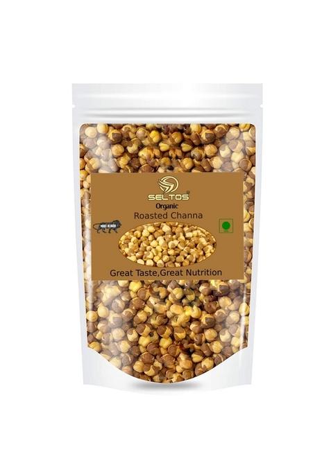 Seltos Organic Roasted Bhuna Chana 400G | Unsalted Chickpeas High Protein Snack For Weight Loss Healthy Crunchy No Skin Rich In Fiber & Minerals Hua