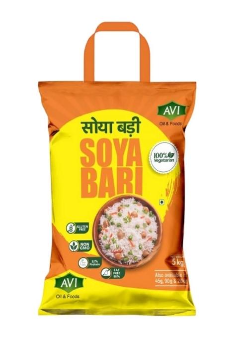 Avi Oil & Foods With Logo Oils High-Protein Soya Chunks | 100% Vegetarian Plant-Based Protein, Rich In Fiber Nutrients Ideal For Curry, Snacks Salads (5 Kg (Pack Of 1), Chunks)