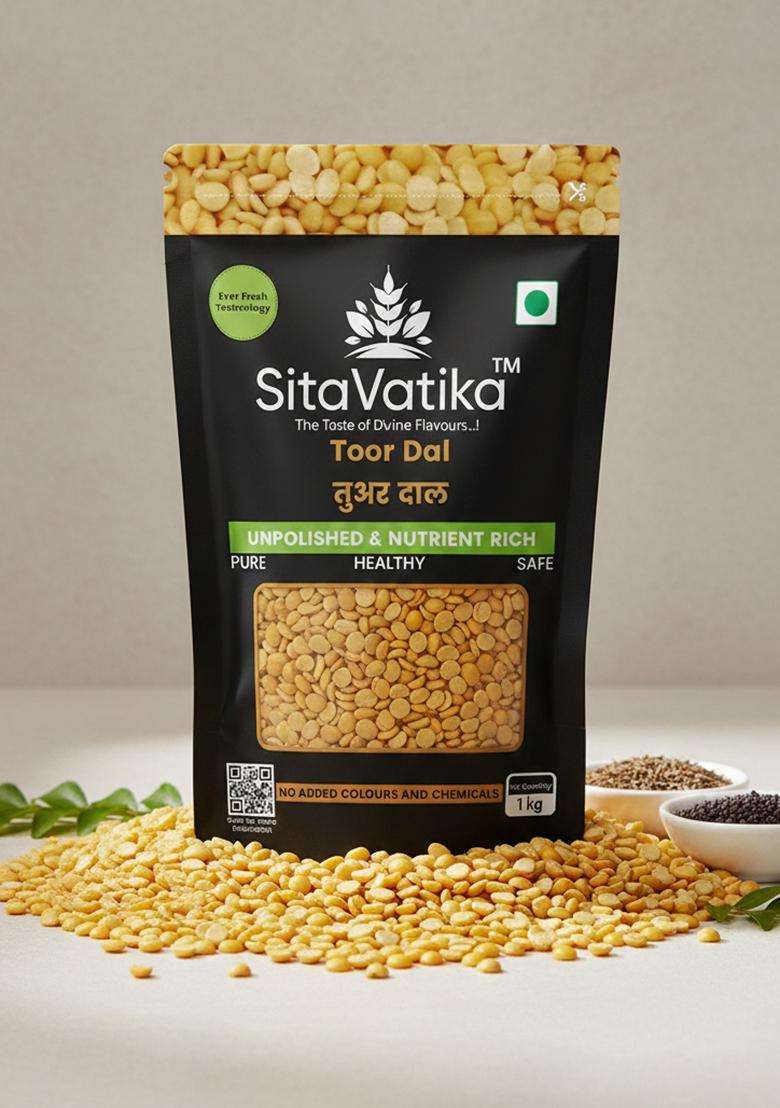 Sitavatika Unpolished Toor Dal 1Kg, No Added Colors And Chemical Gluten Free, Healthy Pulses - Indya