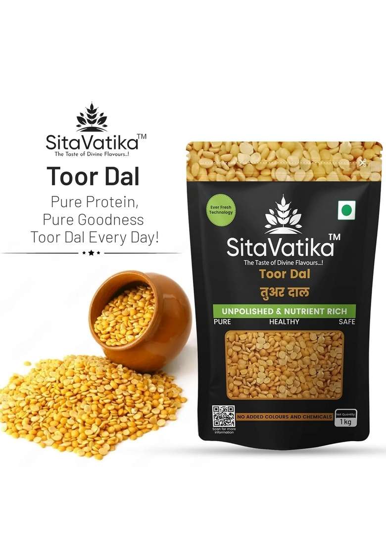Sitavatika Unpolished Toor Dal 1Kg, No Added Colors And Chemical Gluten Free, Healthy Pulses - Indya