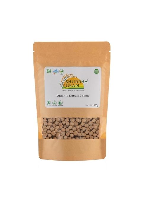 Shuddha Gram Organic Unpolished Kabuli Chana/White Chickpeas/Chole - 500G | Chemical Free & Pesticides 100% Chana