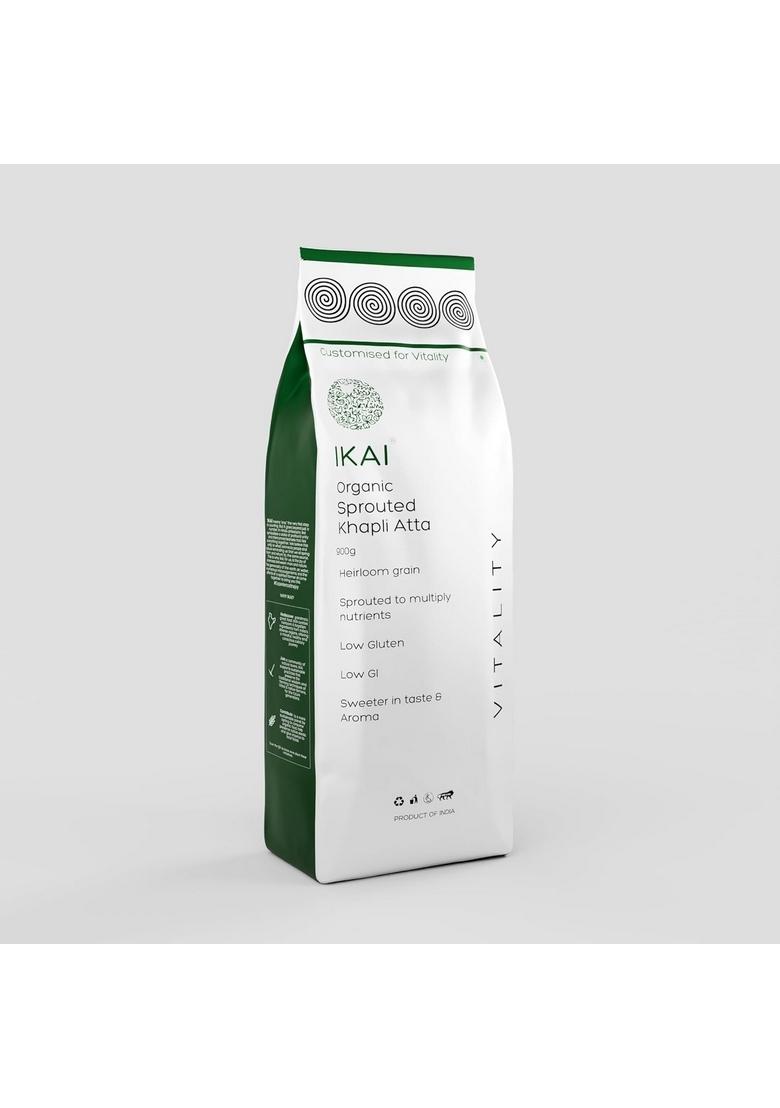 Ikai Organic Sprouted Khapli Atta 900G | Stone-Grounded Emmer Wheat Flour Ancient Whole Grain High Fiber & Protein Easy To Digest Ideal For Soft Rotis Parathas