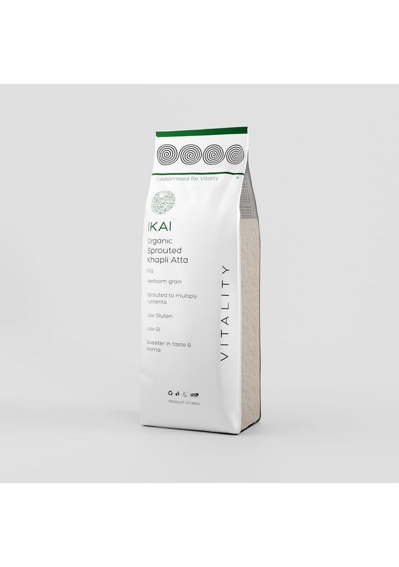 Ikai Organic Sprouted Khapli Atta 900G | Stone-Grounded Emmer Wheat Flour Ancient Whole Grain High Fiber & Protein Easy To Digest Ideal For Soft Rotis Parathas