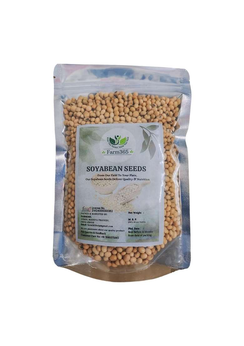 Farm365 Whole Soyabean Seeds - Source Of Dietary High Fiber And Protein, Rich In Antioxidants, Fresh Pulses Yellow Dana Soybean (500Gm) - Indya