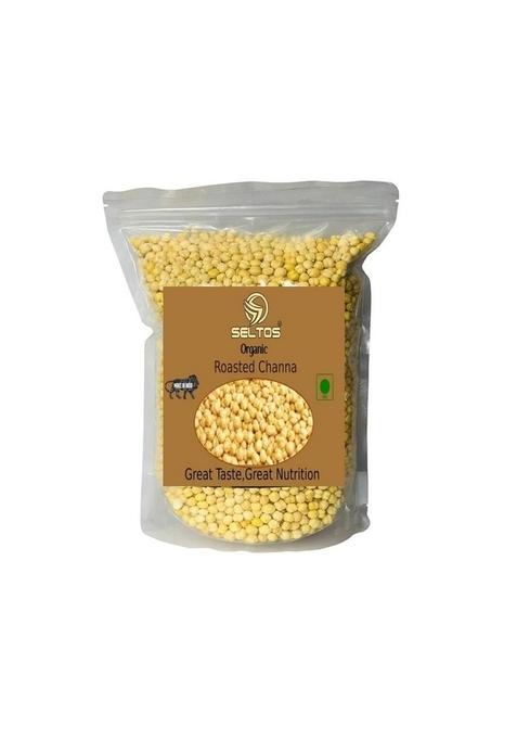 Seltos Organics Roasted Whole Chana | Desi Chickpeas Without Husk Unsalted & Healthy Snack Skin Bhuna (400G) Protein-Rich Crunchy, (भुना हुआ चना) Bengal Gram Dal