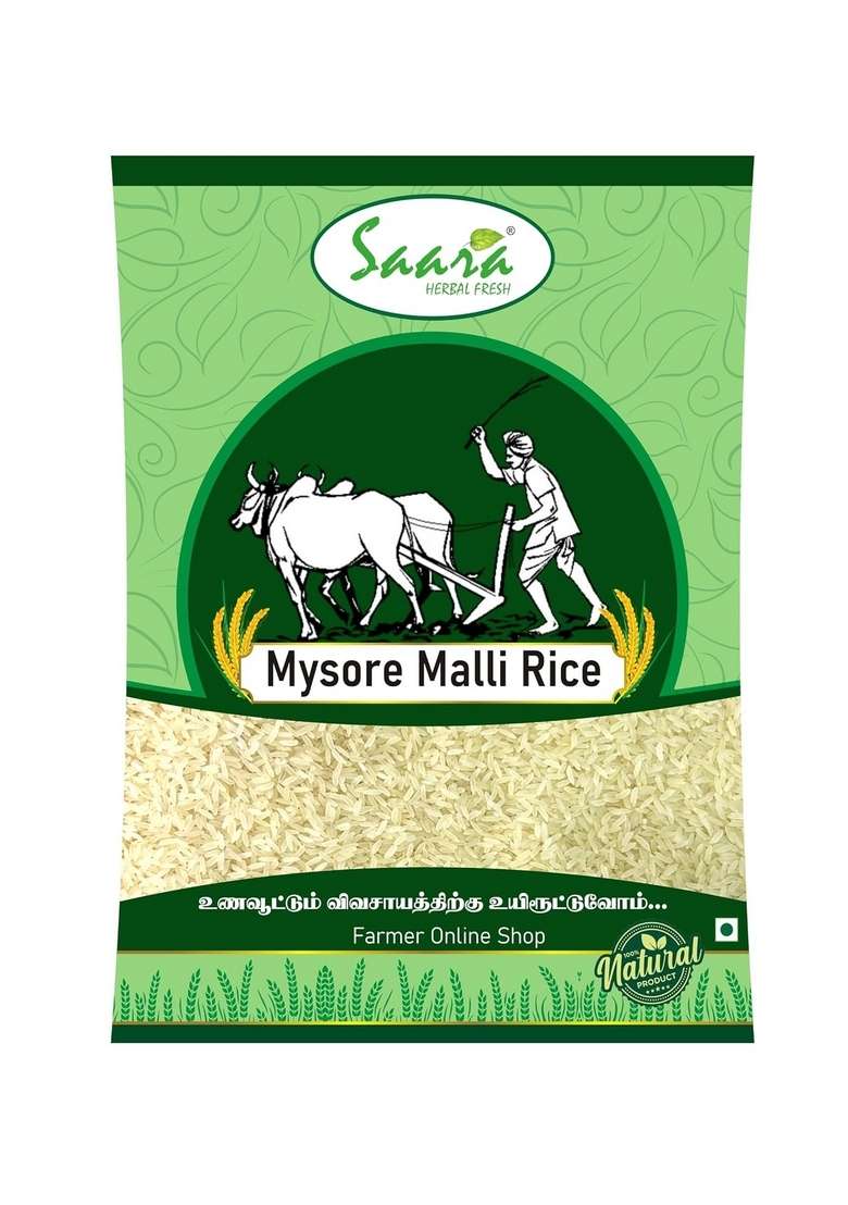 Saara Herbal Fresh Organic Mysore Malli Rice 950 G | Jasmine Unpolished Boiled Mysuru Mallige Arisi - Indya