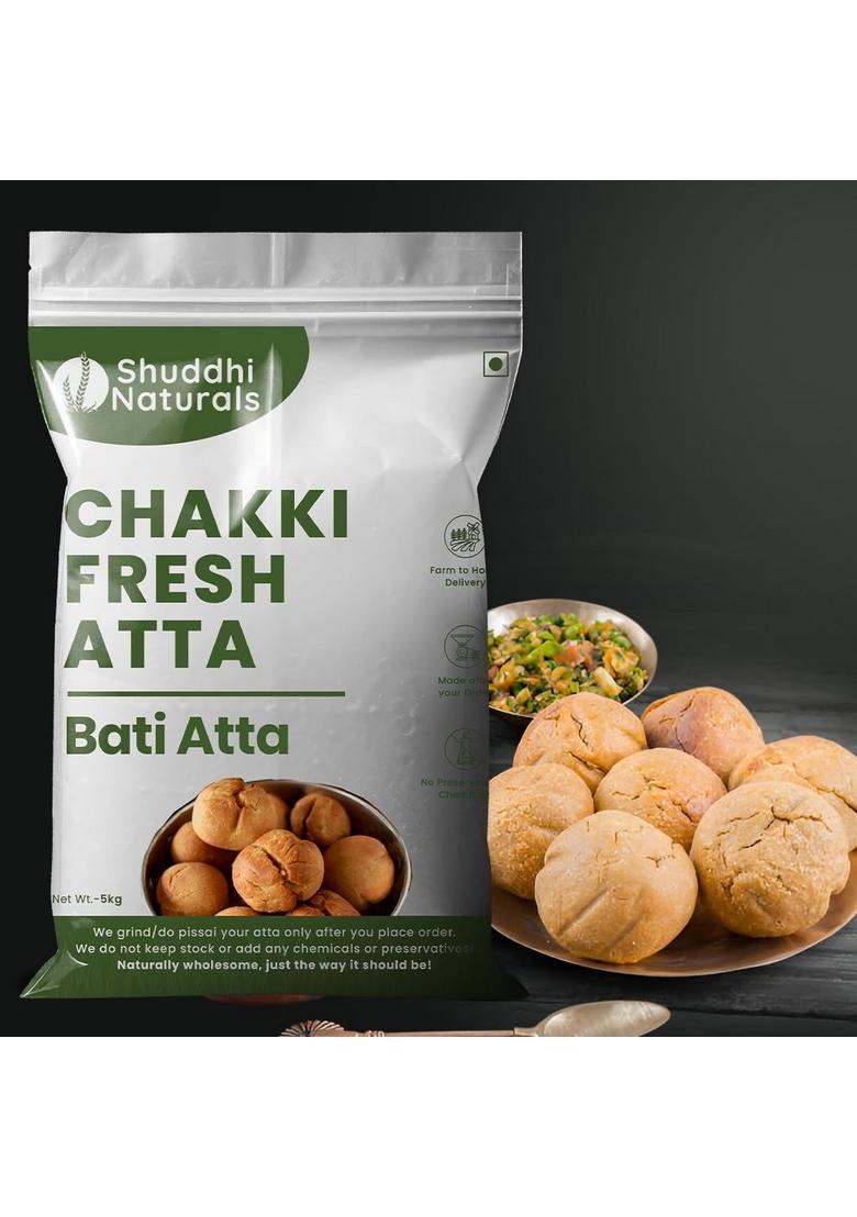 Shuddhi Naturals Natural Bati Atta (Sharbati Wheat) 1Kg | Premium Whole Wheat Flour For Soft & Fluffy Rich In Fiber Protein Traditional Rajasthani/Madhya Pradesh Style 100% Natural, No Additives