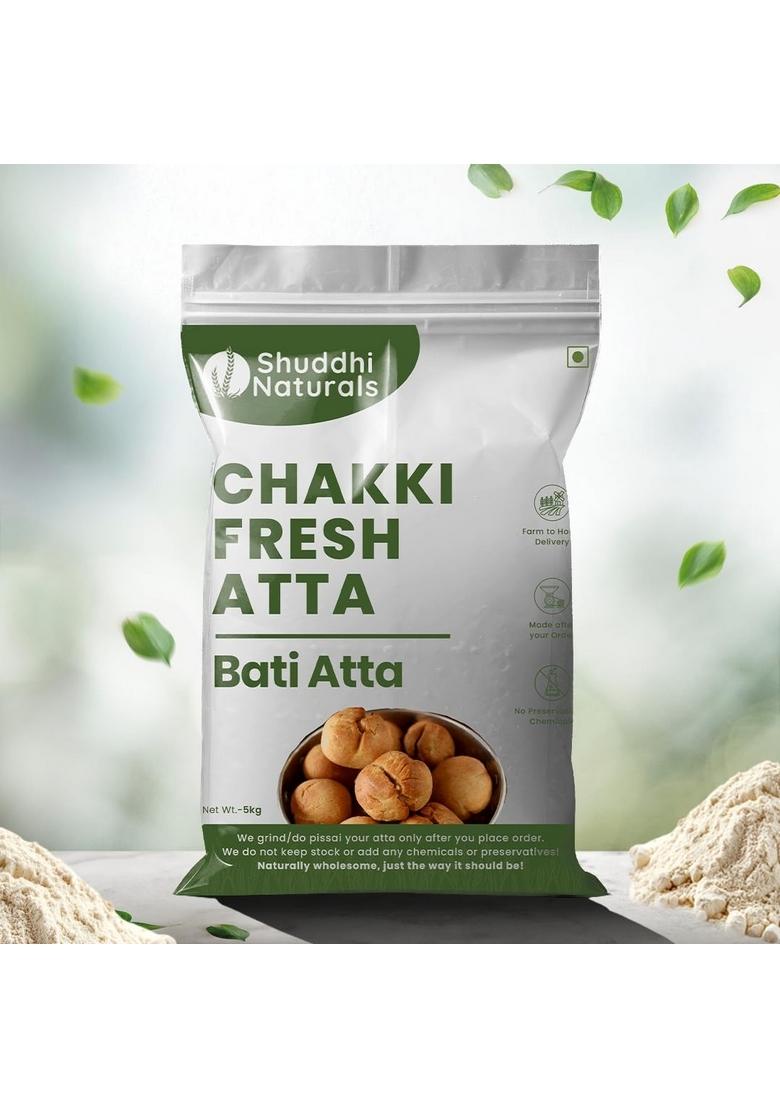 Shuddhi Naturals Natural Bati Atta (Sharbati Wheat) 1Kg | Premium Whole Wheat Flour For Soft & Fluffy Rich In Fiber Protein Traditional Rajasthani/Madhya Pradesh Style 100% Natural, No Additives