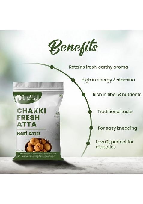 Shuddhi Naturals Natural Bati Atta (Sharbati Wheat) 1Kg | Premium Whole Wheat Flour For Soft & Fluffy Rich In Fiber Protein Traditional Rajasthani/Madhya Pradesh Style 100% Natural, No Additives