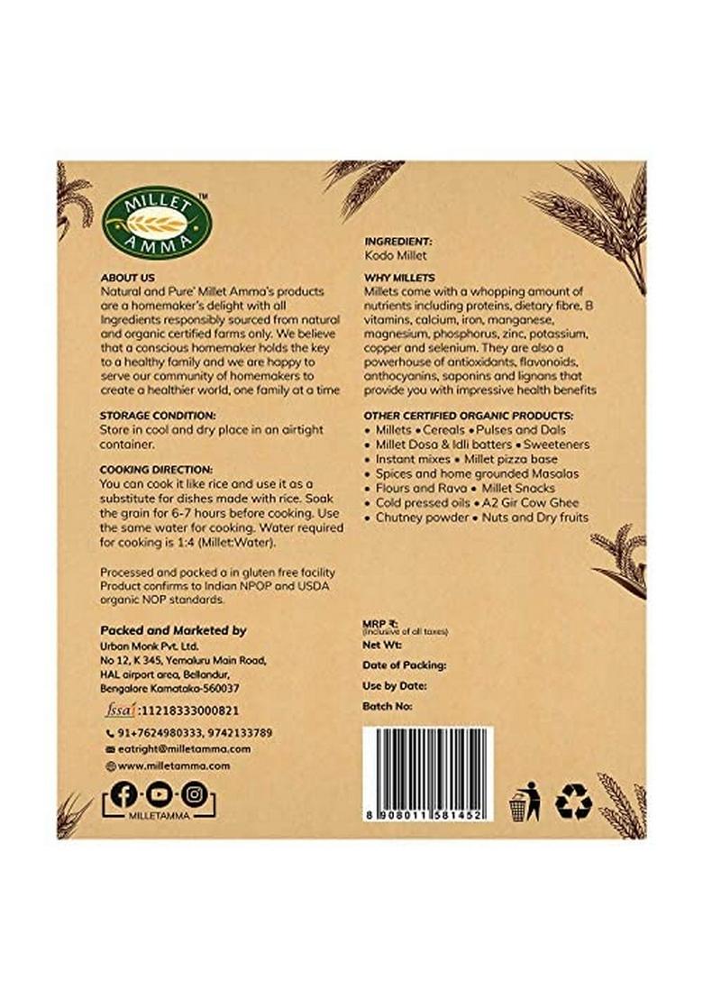 Millet Amma Unpolished Certified Organic Little Grains | 1 Kg Pack (Same Samalu Kutki Samai) Rich In Fibre Than Rice & Dietary Fibre, High Protein, Gluten Free