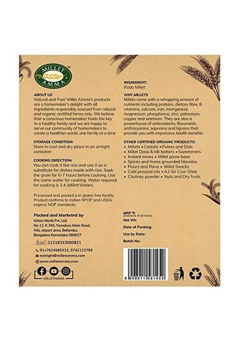 Millet Amma Unpolished Certified Organic Little Grains | 1 Kg Pack (Same Samalu Kutki Samai) Rich In Fibre Than Rice & Dietary Fibre, High Protein, Gluten Free