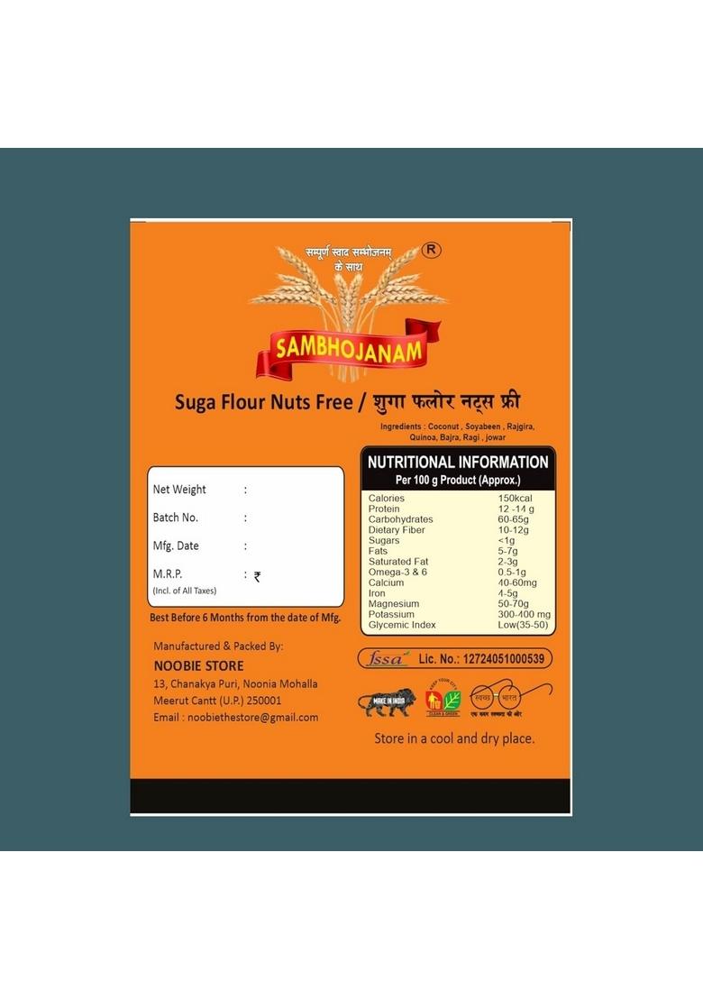 Sambhojanam Suga Flour(Nuts & Seeds Free-1Kg| Sugar Free Flour For Diabetic Care| Low Gi Control| Smart Choice Wholesome Nutrition Diabetics| Sampoorn Swaad Manage