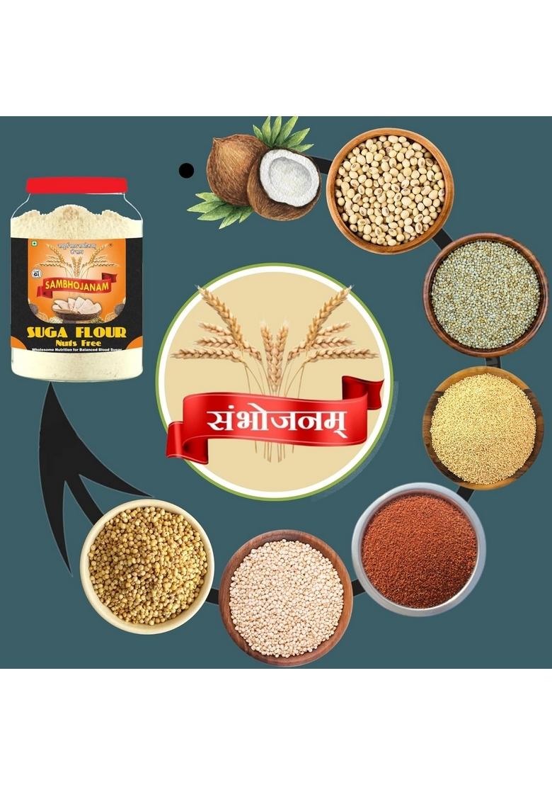 Sambhojanam Suga Flour(Nuts & Seeds Free-1Kg| Sugar Free Flour For Diabetic Care| Low Gi Control| Smart Choice Wholesome Nutrition Diabetics| Sampoorn Swaad Manage