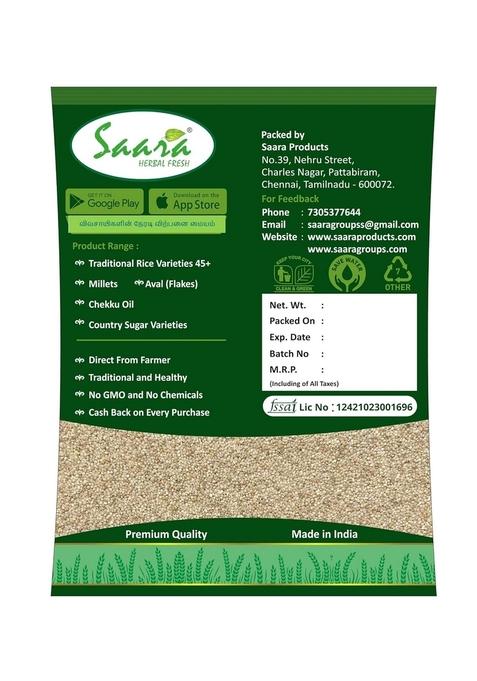 Saara Herbal Fresh Little Millet 1Kg | Unpolished Samai Rice Saamai Arisi Siruthaniyam Millets Saame Chama Kutki Gajro Samulu