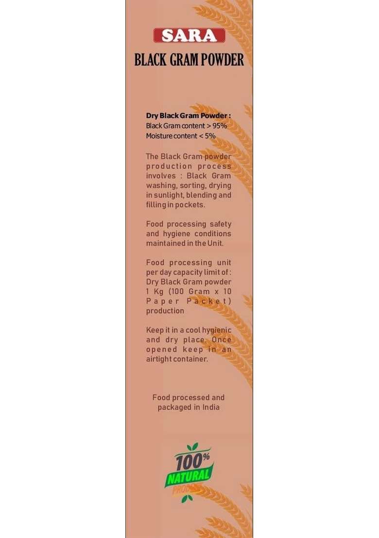 Sara Food And Dairy Products Black Gram Powder Chana Flour/Bengal Millet With Low Sodium|High Protein & Fiber| Cholestrol Glutton Free -500 Gm - Indya
