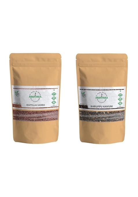 Aranyaka Energy Combo 2 | Karuppu Kavuni Boiled And Mappillai Samba| 1 Kg Each Black Red Rice Medium Grain, Unpolished