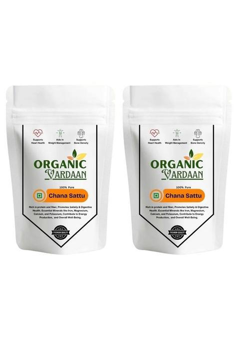 Organic Vardaan - Chana Sattu 400 Gram | High Fiber| Roasted Bengal Atta Naturally Gluten Free Nutrient-Dense Lower Cholesterol |100% Natural & Whole Grain Pack Of 2