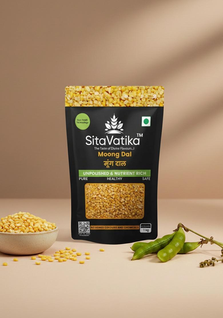 Sitavatika Unpolished Moong Dal 1Kg, No Added Colors And Chemicals Gluten Free, Cholesterol Free