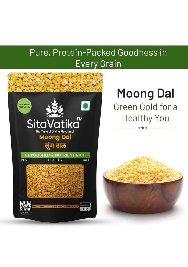 Sitavatika Unpolished Moong Dal 1Kg, No Added Colors And Chemicals Gluten Free, Cholesterol Free