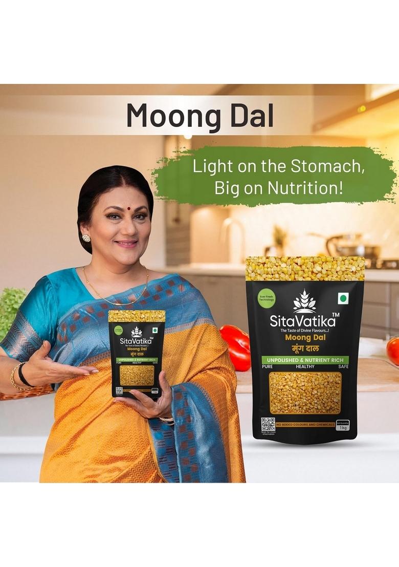 Sitavatika Unpolished Moong Dal 1Kg, No Added Colors And Chemicals Gluten Free, Cholesterol Free