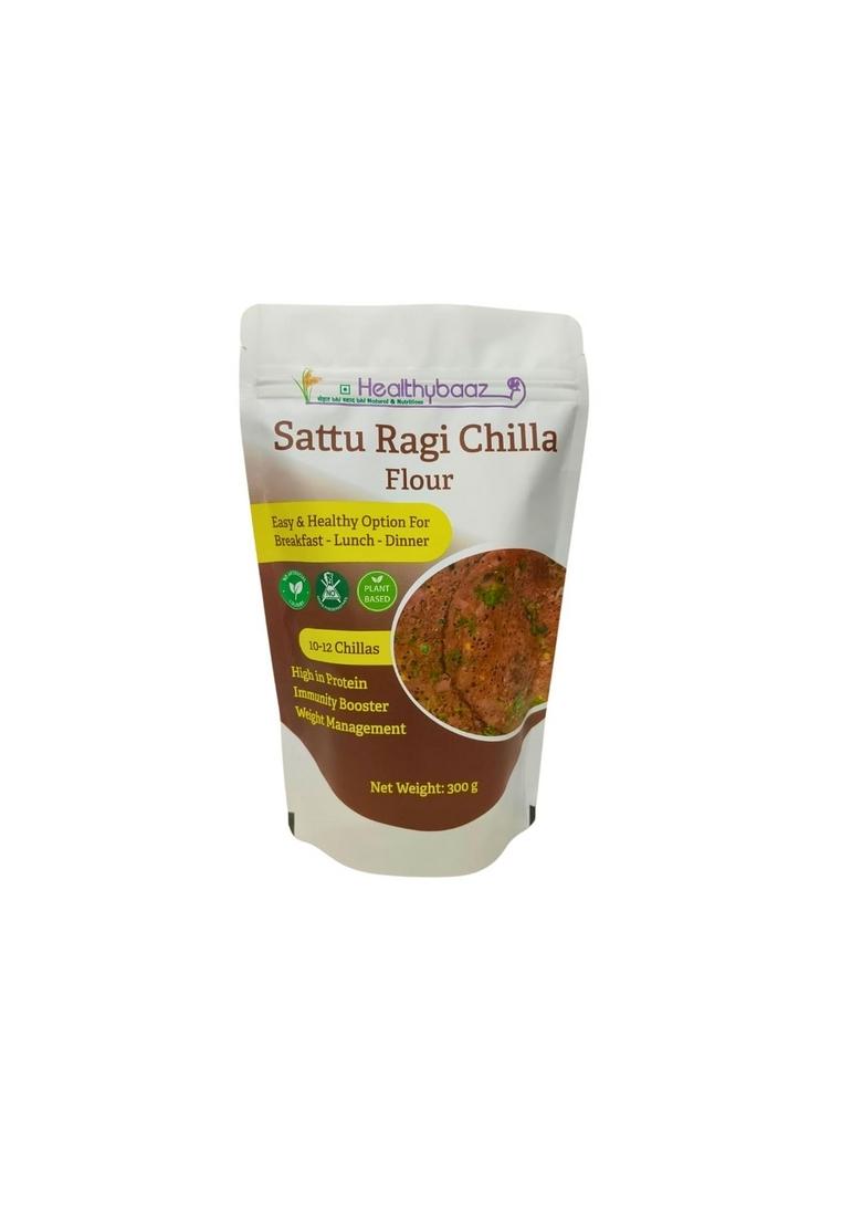 Healthybaaz Sattu Ragi Chilla Flour, High Protein, Gluten Free, Plant Based, Rich In Fibre, 300G
