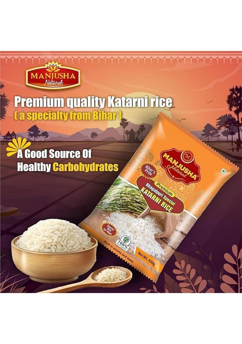 Manjusha Natural Bhagalpuri Katarni Chawal (Rice) 1Kg (Net Wt.950), Special Aromatic & Flavorful Rice Soft, Non-Sticky Grains, Easily Digestible, Flavor Of Bihar,Katarni Unpolished