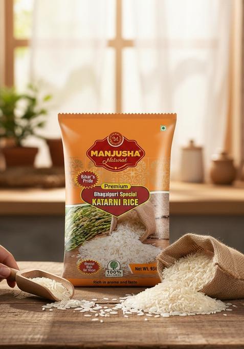 Manjusha Natural Bhagalpuri Katarni Chawal (Rice) 1Kg (Net Wt.950), Special Aromatic & Flavorful Rice Soft, Non-Sticky Grains, Easily Digestible, Flavor Of Bihar,Katarni Unpolished