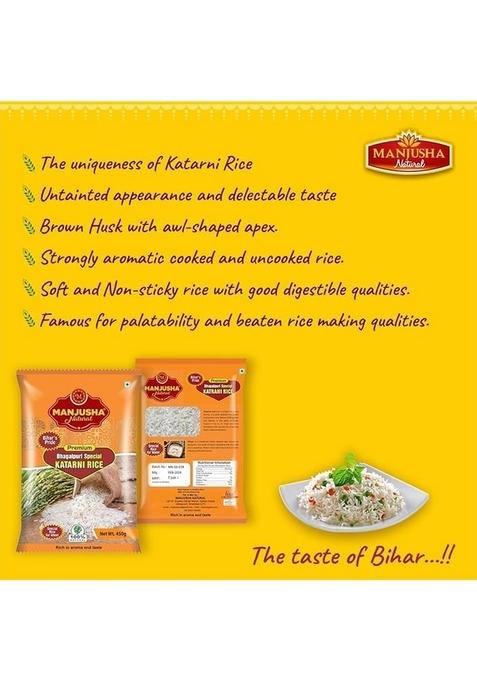 Manjusha Natural Bhagalpuri Katarni Chawal (Rice) 1Kg (Net Wt.950), Special Aromatic & Flavorful Rice Soft, Non-Sticky Grains, Easily Digestible, Flavor Of Bihar,Katarni Unpolished
