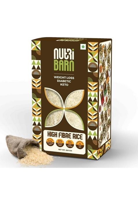 Nutribarn High Fibre Rice, 250 Gms, 1 Pack, 6.6G Net Carb & 11% Protein/Serving, Identical To Regular Low Carb, Pre-Biotic Fibre, Gi, Keto Diet, Weight Loss, Diabetic Friendly