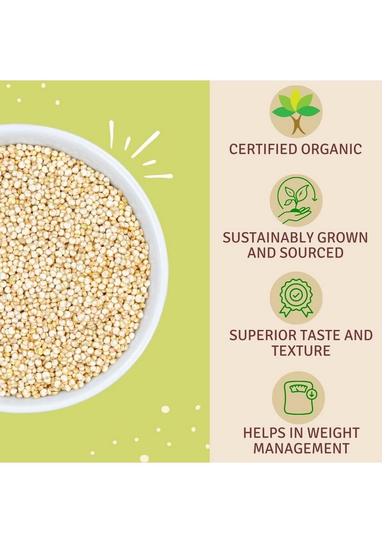 Just Organik White Quinoa 1Kg | 100% Organic Superfood Rice Complete Plant Protein With All Essential Amino Acids Gluten-Free, Fiber And Nutrient-Rich Supports Heart & Digestive Health