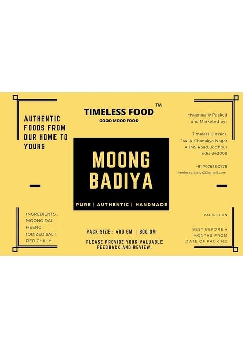 Timeless Food Handmade Moong Badi 400G | Mungodi, Mangori, Wadian, Mangodi Vadiyan Ready-To-Cook Indian Snack