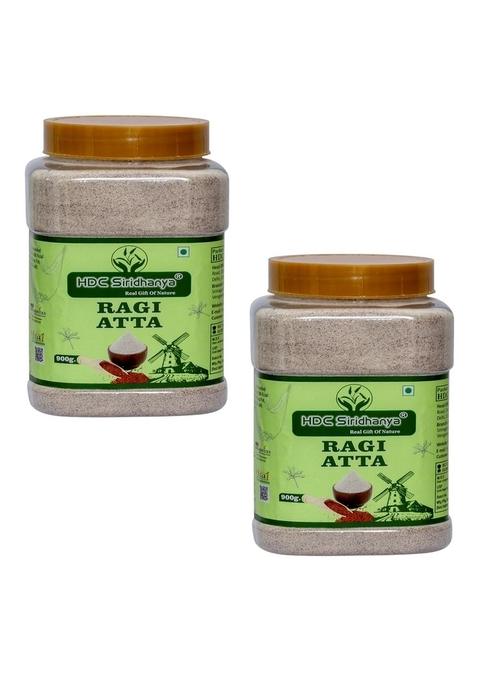 Hdc Siridhanya Sprouted Organic Ragi Flour/Finger Millet/Nachni Flour - 900Gms | Chemical Free & Pesticides Natural Gluten-Free. Organically Grown From Andhra Pradesh. (1800, Pack2)