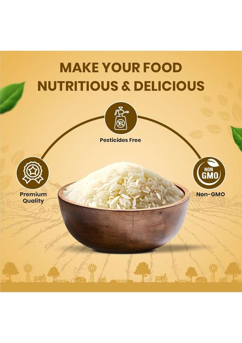 Sunlite Organic - Sonamasuri Raw Rice 1Kg I Natural Rich Source Of High Fiber & Nutrients Non-Gmo, Certified Rice/Chawal No Preservative, Gluten-Free Unpolished Low Gi (Pack 1) - Indya