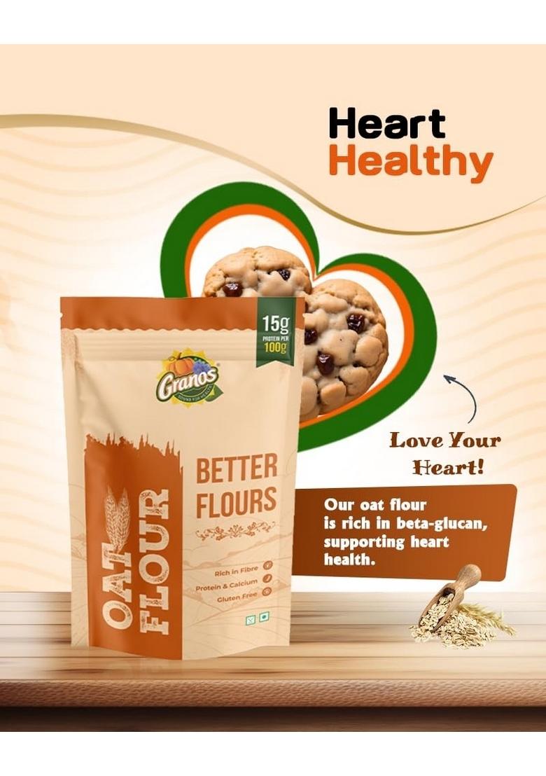 Granos Oat Flour 900G, Oats Atta Pouch, High In Protein & Fibre, Gluten Free, No Maida, Helps Weight Loss Diabetics, Artificial Preservatives Chemical 100% Whole Grain (Pack Of 1)