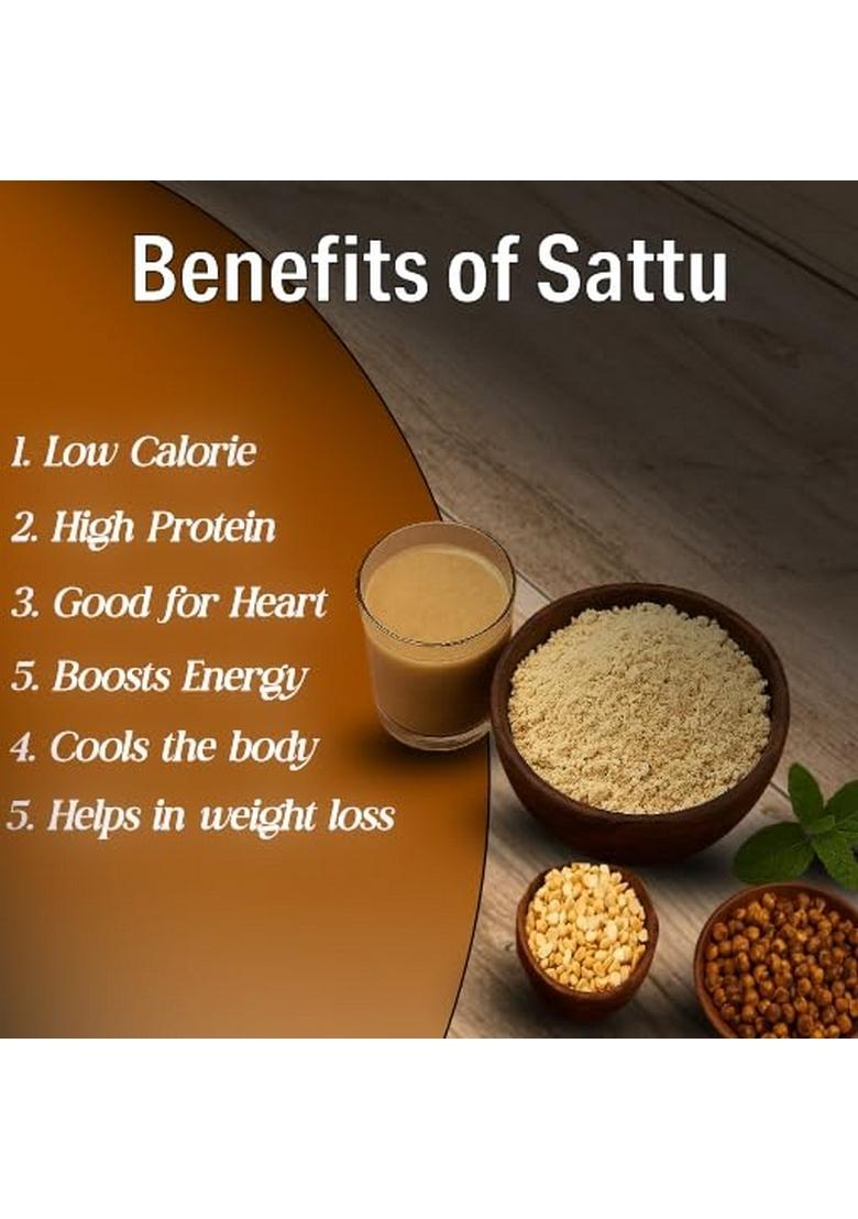 Vikalps Chatpata Chana Sattu | Flavoured Powder 100% Natural, Gluten Free, High Protein & Fibre Nutritious, Tasty Versatile Drink Mix 500G Pack