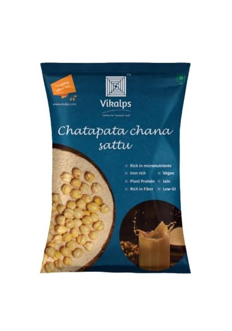 Vikalps Chatpata Chana Sattu | Flavoured Powder 100% Natural, Gluten Free, High Protein & Fibre Nutritious, Tasty Versatile Drink Mix 500G Pack