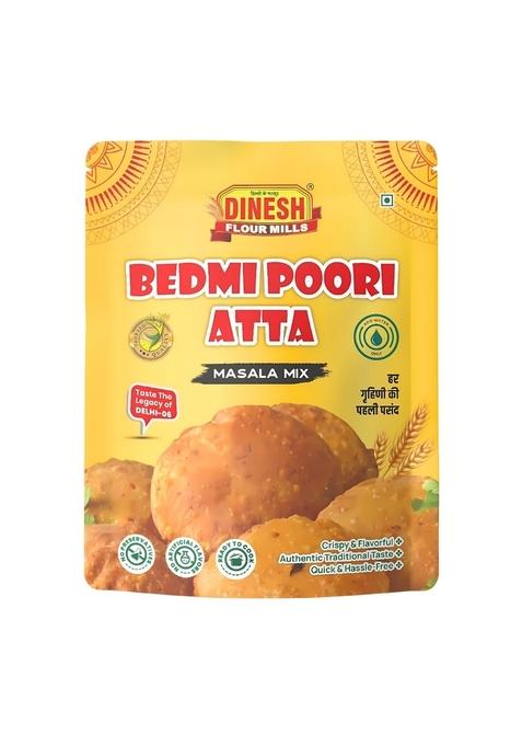 Dinesh Flour Mills Bedmi Atta (Spiced Mix) | Masala Wheat High Protein & Fiber Nutritious Easy To Digest Perfect For Crispy Poori, Paratha Rotis No Preservatives (500G Pack)