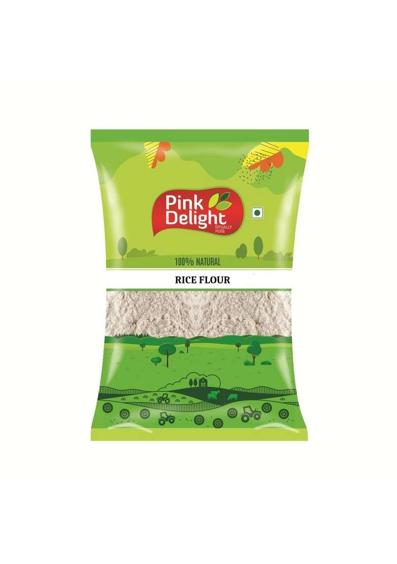 Pink Delight Rice Flour (Chawal Ka Atta), 1Kg Pack | Unpolished 100% Natural No Artificial Color Flavor Preservatives Healthy Fiber Rich Immunity Builder - Indya