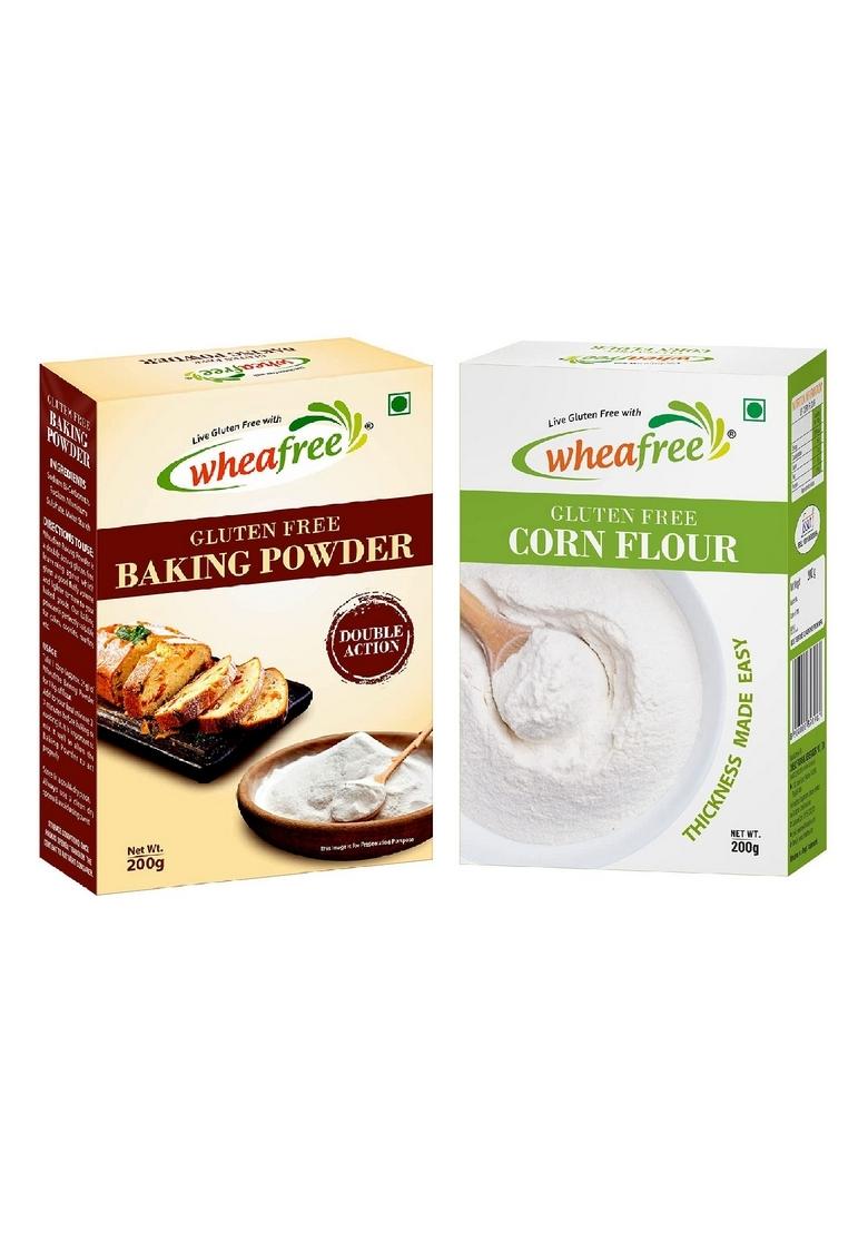 Wheafree Gluten Free Baking Powder (200G) And Corn Flour Combo Pack