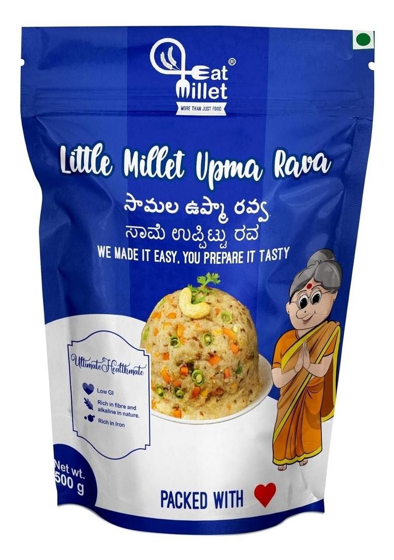 Eat Millet Little Milllet Upma Rava 500G( Pk Of 2 )- Nutritious Breakfast | Easy & Ready To Cook Meal In One Step Rich Fiber Protein For