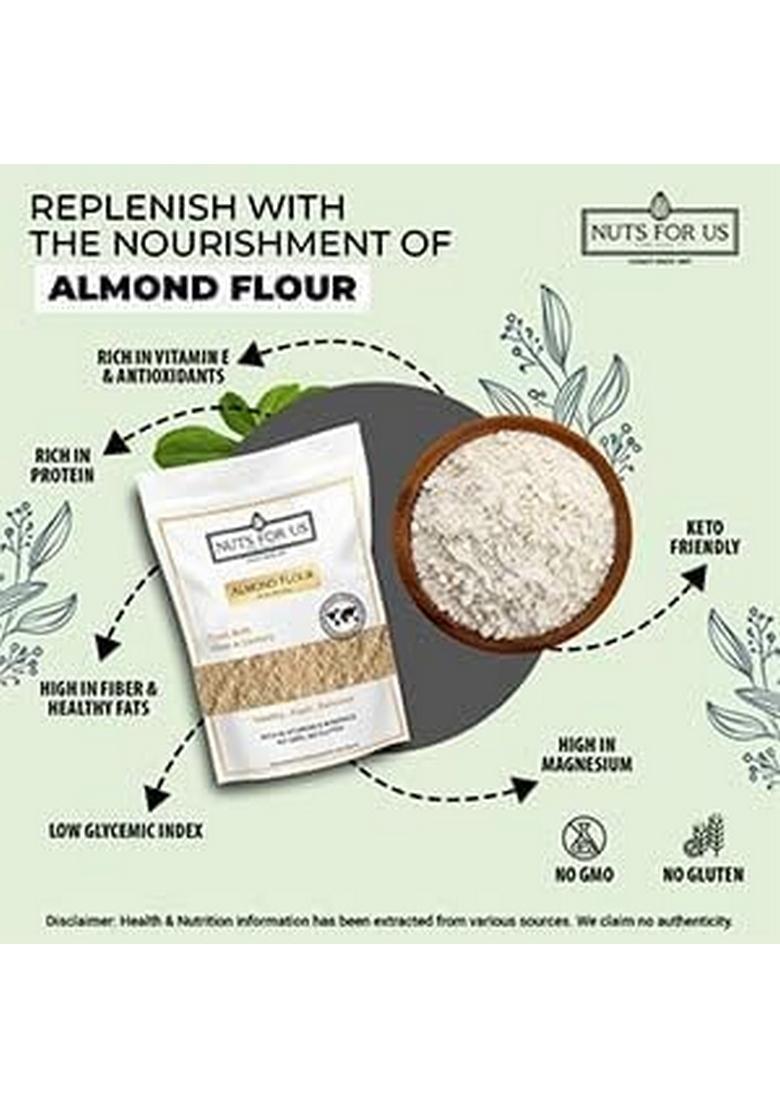 Nuts For Us Natural Almond Flour (400Gms) | Un-Blanched Skin-Free, Smooth & Naturally Nutritious High In Protein Vitamin E Ideal Baking Breads Cakes, Keto Diets Guilt-Free Snacking