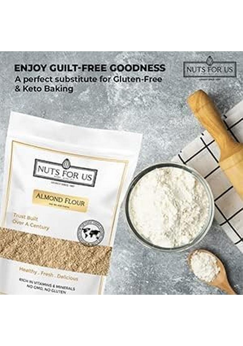 Nuts For Us Natural Almond Flour (400Gms) | Un-Blanched Skin-Free, Smooth & Naturally Nutritious High In Protein Vitamin E Ideal Baking Breads Cakes, Keto Diets Guilt-Free Snacking